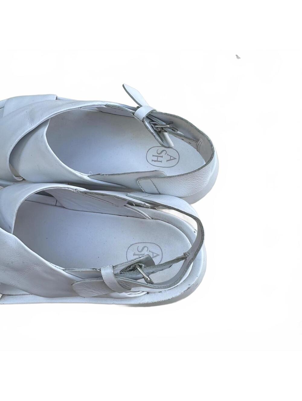 ASH White Leather Platform Cross-Strap Slingback Sandals Size 38 - Picture 5 of 12